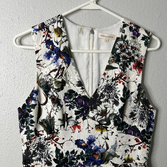 Rebecca Taylor Garden Matelasse Dress Size 6 Mini Fit & Flare Multi Sleeveless - Picture 3 of 10